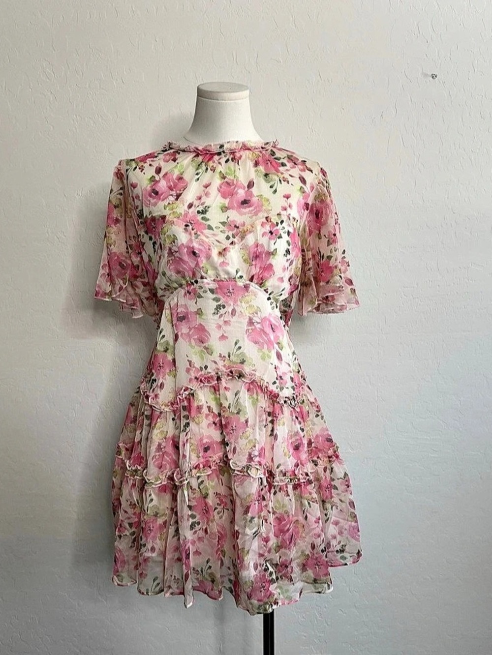 Hello Molly always be there mini floral dress in pink and white